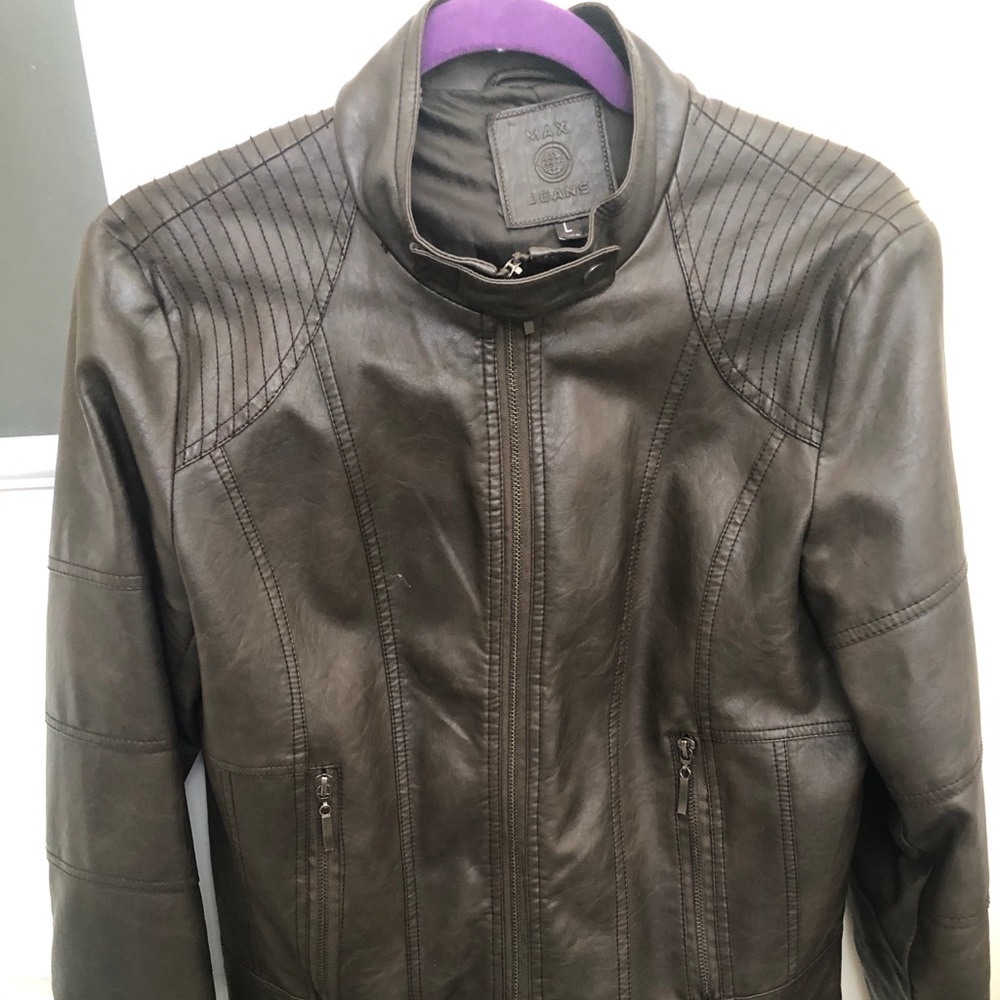 Faux leather waist jacket